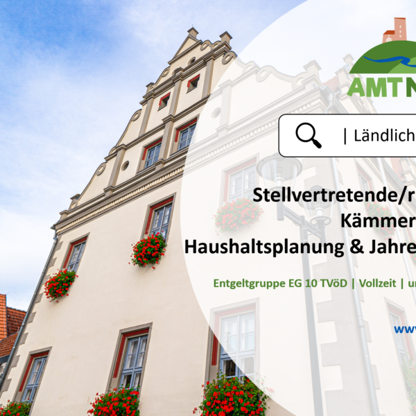Stellenausschreibung: stellvertretende/n Kämmerin / Kämmerer (m/w/d)