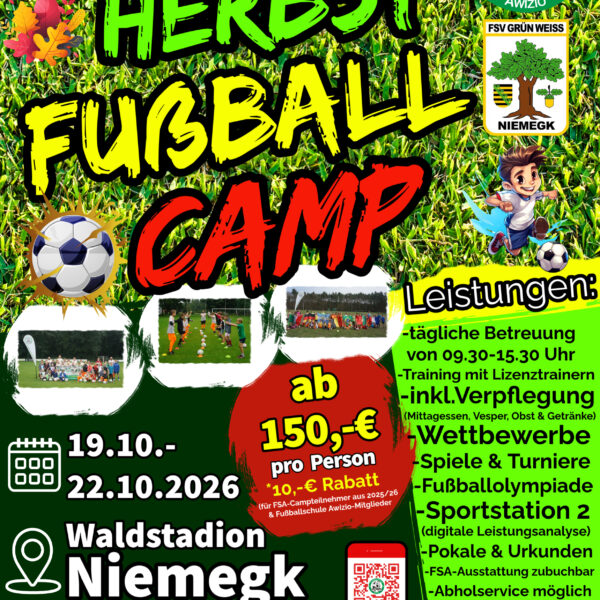 Herbstfußballcamp 2026 in Niemegk